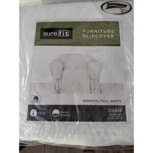 Sure Fit Essential Twill Chair Slipcover, White NEW